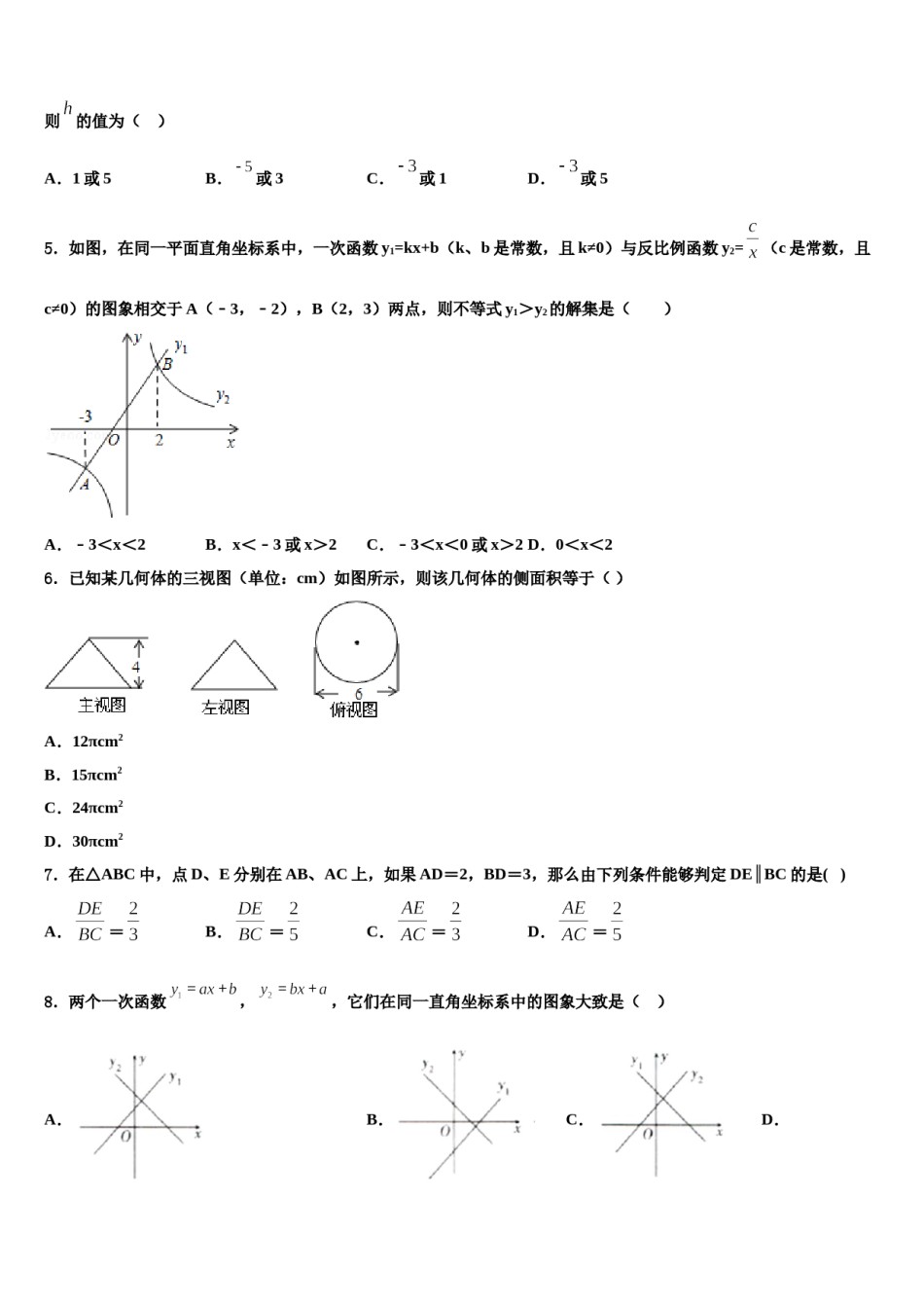辽宁沈阳市大东区重点达标名校2024届中考数学全真模拟试卷含解析.doc_第2页