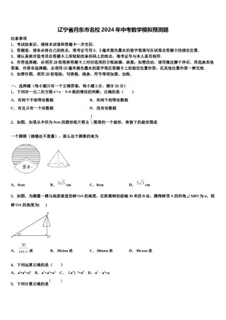 辽宁省丹东市名校2024年中考数学模拟预测题含解析.doc