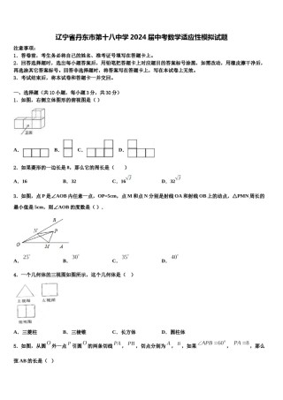 辽宁省丹东市第十八中学2024届中考数学适应性模拟试题含解析.doc