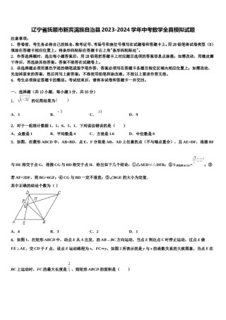 辽宁省抚顺市新宾满族自治县2023-2024学年中考数学全真模拟试题含解析.doc