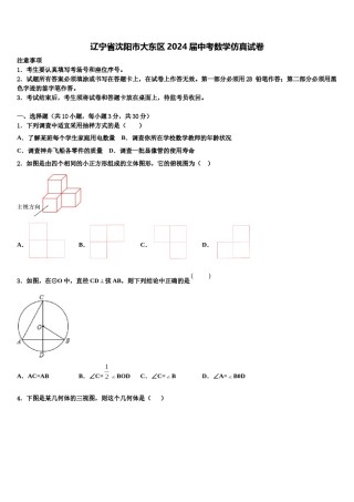 辽宁省沈阳市大东区2024届中考数学仿真试卷含解析.doc