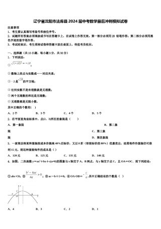 辽宁省沈阳市法库县2024届中考数学最后冲刺模拟试卷含解析.doc