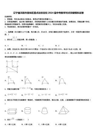 辽宁省沈阳市皇姑区重点达标名校2024届中考数学对点突破模拟试卷含解析.doc