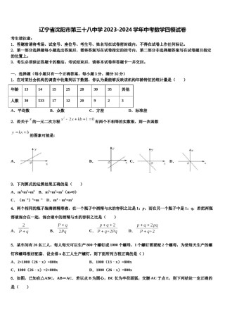 辽宁省沈阳市第三十八中学2023-2024学年中考数学四模试卷含解析.doc