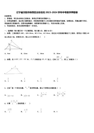 辽宁省沈阳市铁西区达标名校2023-2024学年中考数学押题卷含解析.doc