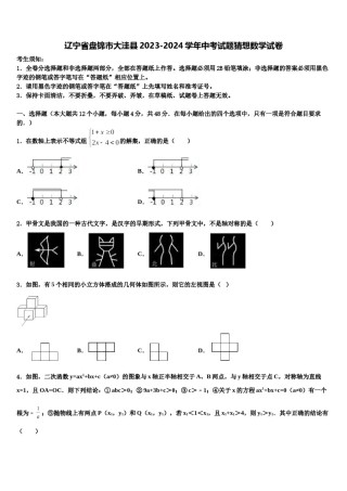 辽宁省盘锦市大洼县2023-2024学年中考试题猜想数学试卷含解析.doc