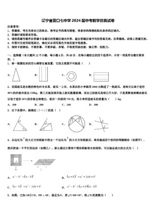 辽宁省营口七中学2024届中考数学仿真试卷含解析.doc