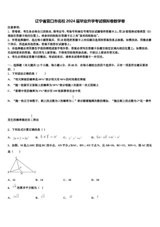 辽宁省营口市名校2024届毕业升学考试模拟卷数学卷含解析.doc