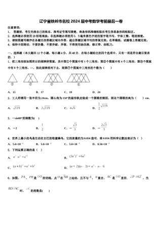 辽宁省铁岭市名校2024届中考数学考前最后一卷含解析.doc