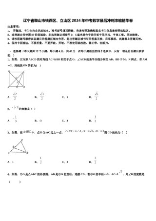 辽宁省鞍山市铁西区、立山区2024年中考数学最后冲刺浓缩精华卷含解析.doc