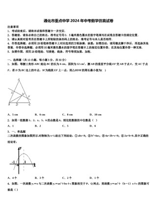 通化市重点中学2024年中考数学仿真试卷含解析.doc