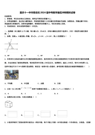 重庆十一中市级名校2024届中考数学最后冲刺模拟试卷含解析.doc