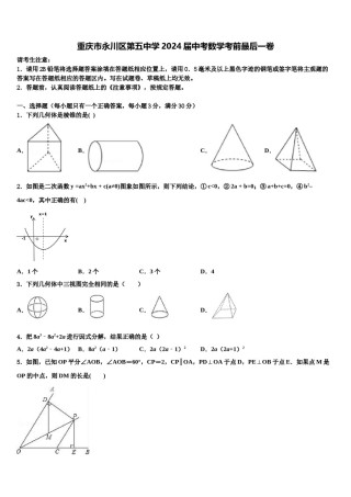 重庆市永川区第五中学2024届中考数学考前最后一卷含解析.doc