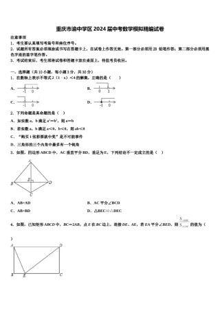 重庆市渝中学区2024届中考数学模拟精编试卷含解析.doc
