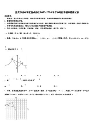 重庆市渝中学区重点名校2023-2024学年中考数学模拟精编试卷含解析.doc