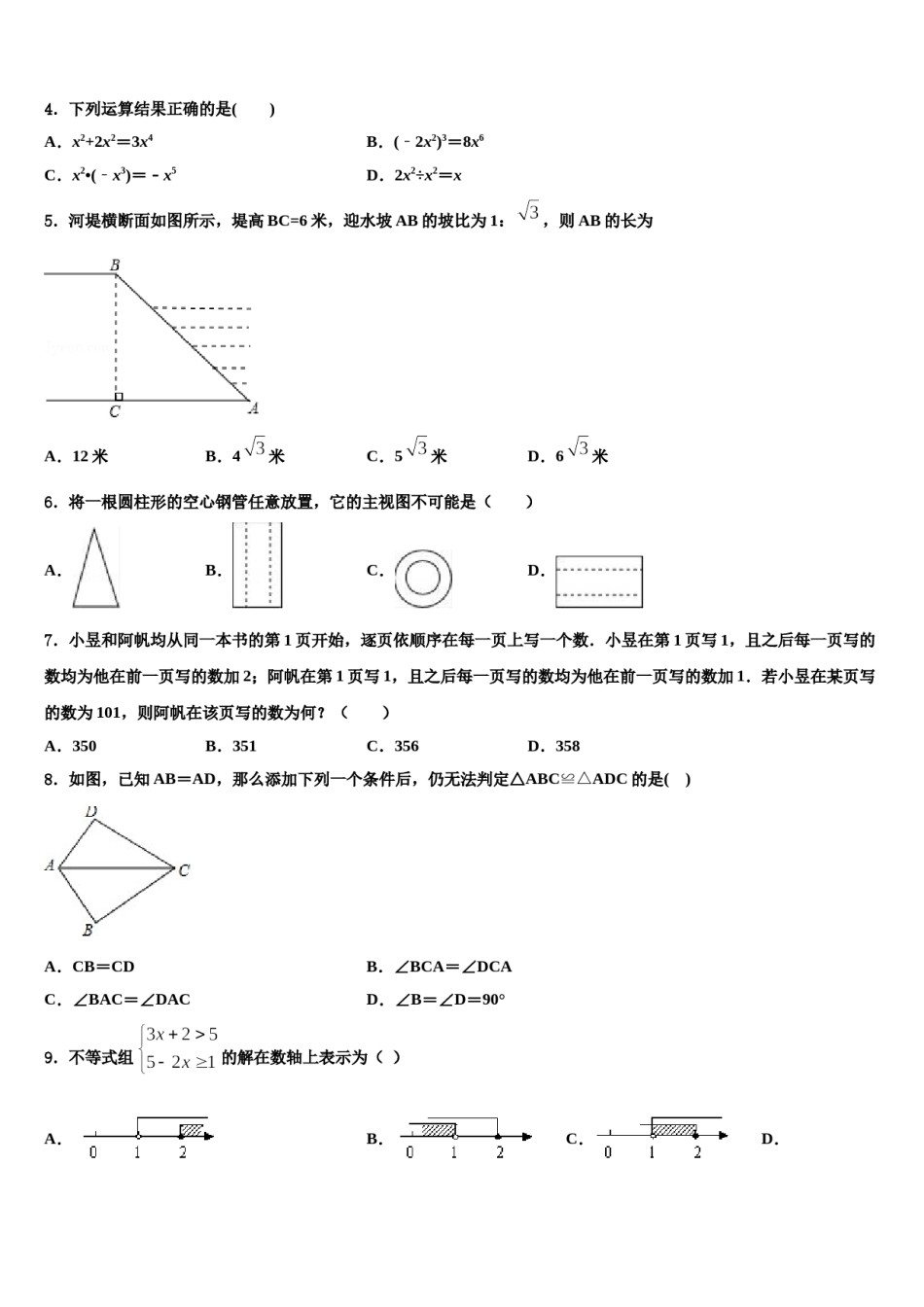 重庆市荣昌区盘龙镇初级中学2024年中考数学对点突破模拟试卷含解析.doc_第2页