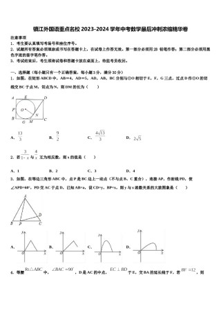镇江外国语重点名校2023-2024学年中考数学最后冲刺浓缩精华卷含解析.doc