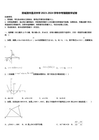 防城港市重点中学2023-2024学年中考猜题数学试卷含解析.doc