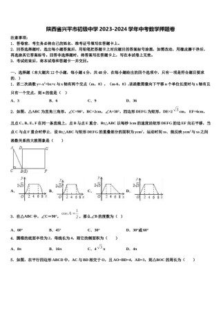 陕西省兴平市初级中学2023-2024学年中考数学押题卷含解析.doc