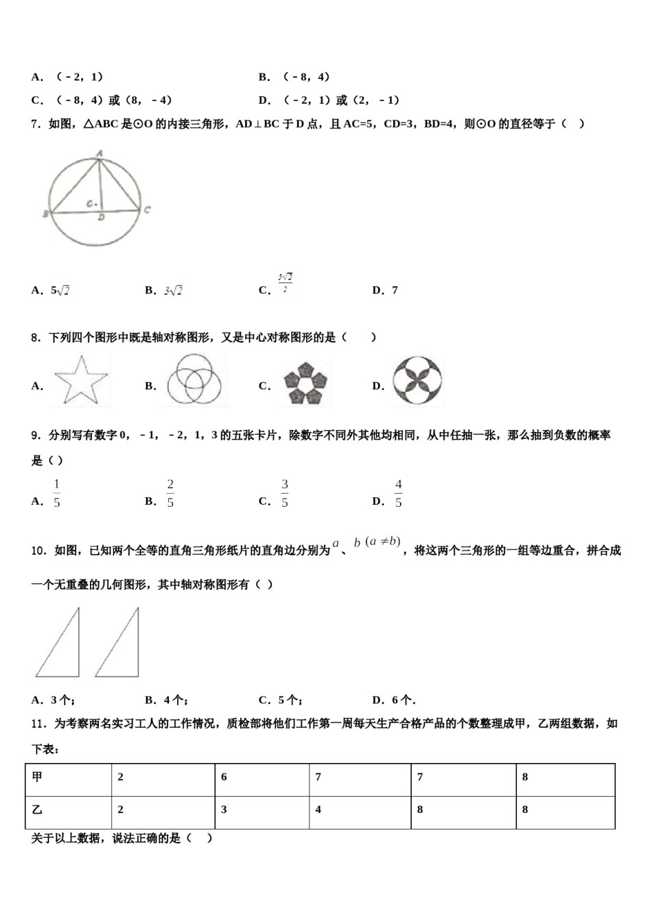 陕西省咸阳市武功县重点名校2023-2024学年中考数学押题卷含解析.doc_第2页