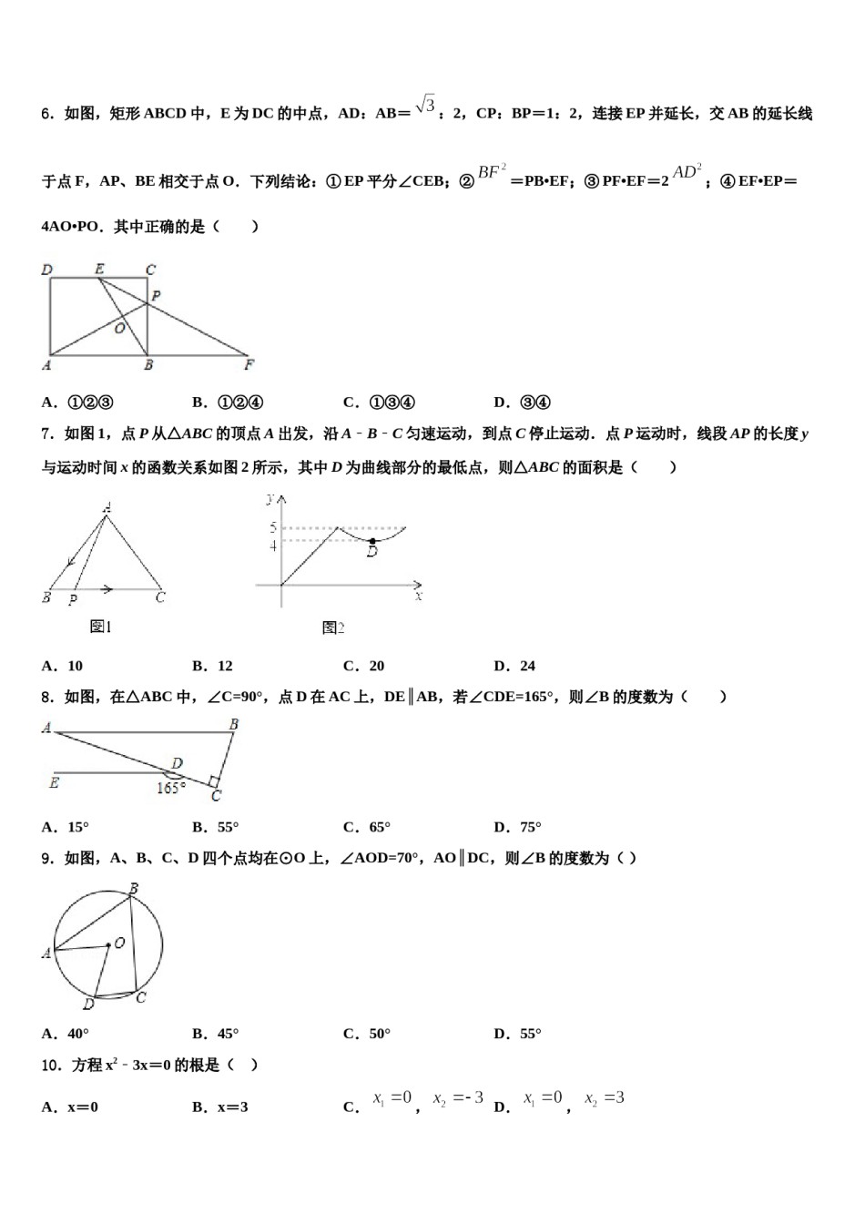 陕西省宝鸡凤翔县联考2023-2024学年中考试题猜想数学试卷含解析.doc_第2页