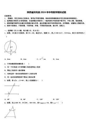 陕西省扶风县2024年中考数学模拟试题含解析.doc