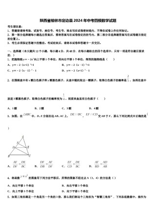 陕西省榆林市定边县2024年中考四模数学试题含解析.doc