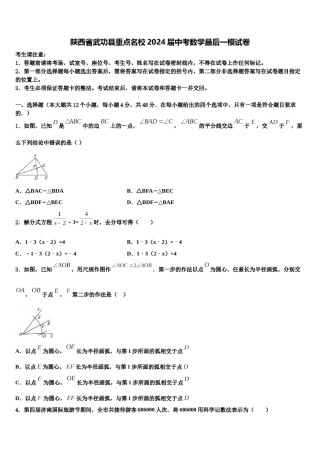 陕西省武功县重点名校2024届中考数学最后一模试卷含解析.doc