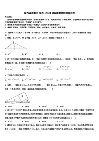 陕西省渭南市2023-2024学年中考猜题数学试卷含解析.doc