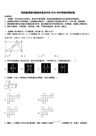 陕西省渭南市韩城市重点中学2024年中考数学模试卷含解析.doc