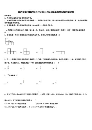 陕西省蓝田县达标名校2023-2024学年中考五模数学试题含解析.doc