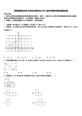 陕西省西安市交大附中市级名校2024届中考数学模拟精编试卷含解析.doc
