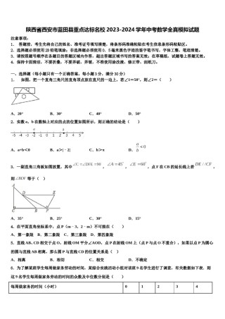 陕西省西安市蓝田县重点达标名校2023-2024学年中考数学全真模拟试题含解析.doc