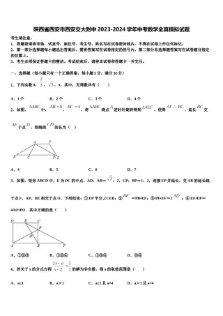 陕西省西安市西安交大附中2023-2024学年中考数学全真模拟试题含解析.doc