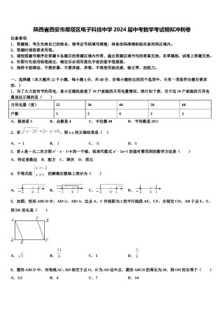 陕西省西安市雁塔区电子科技中学2024届中考数学考试模拟冲刺卷含解析.doc