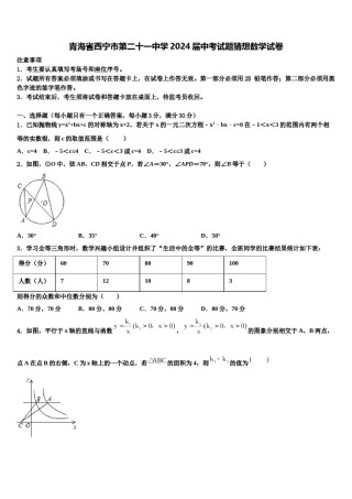 青海省西宁市第二十一中学2024届中考试题猜想数学试卷含解析.doc
