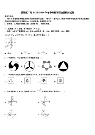 黄埔区广附2023-2024学年中考数学适应性模拟试题含解析.doc
