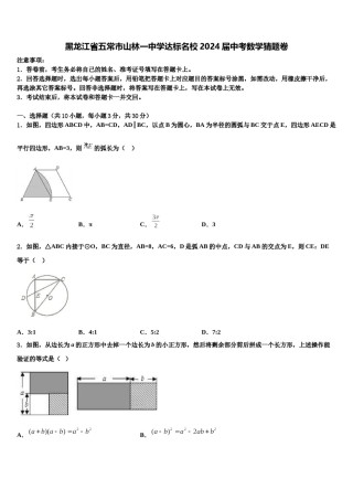 黑龙江省五常市山林一中学达标名校2024届中考数学猜题卷含解析.doc