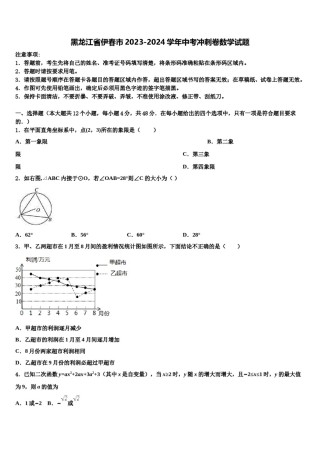 黑龙江省伊春市2023-2024学年中考冲刺卷数学试题含解析.doc