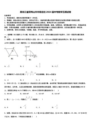 黑龙江省双鸭山市市级名校2024届中考数学五模试卷含解析.doc