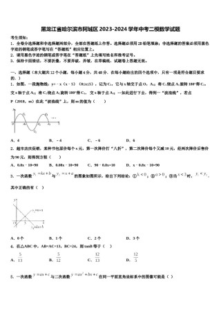 黑龙江省哈尔滨市阿城区2023-2024学年中考二模数学试题含解析.doc