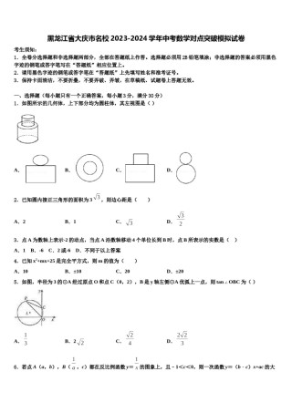 黑龙江省大庆市名校2023-2024学年中考数学对点突破模拟试卷含解析.doc