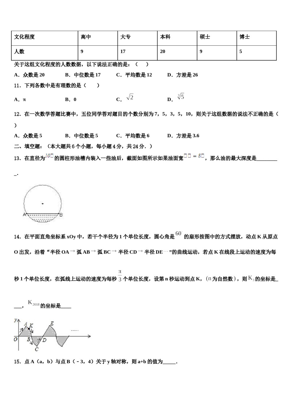 黑龙江省大庆市杜尔伯特蒙古族自治县市级名校2024年中考数学全真模拟试卷含解析.doc_第3页