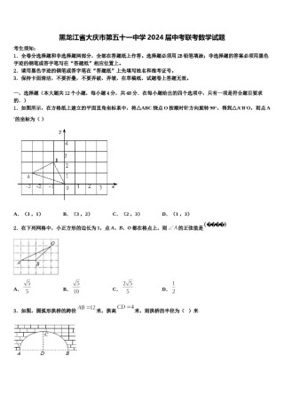 黑龙江省大庆市第五十一中学2024届中考联考数学试题含解析.doc