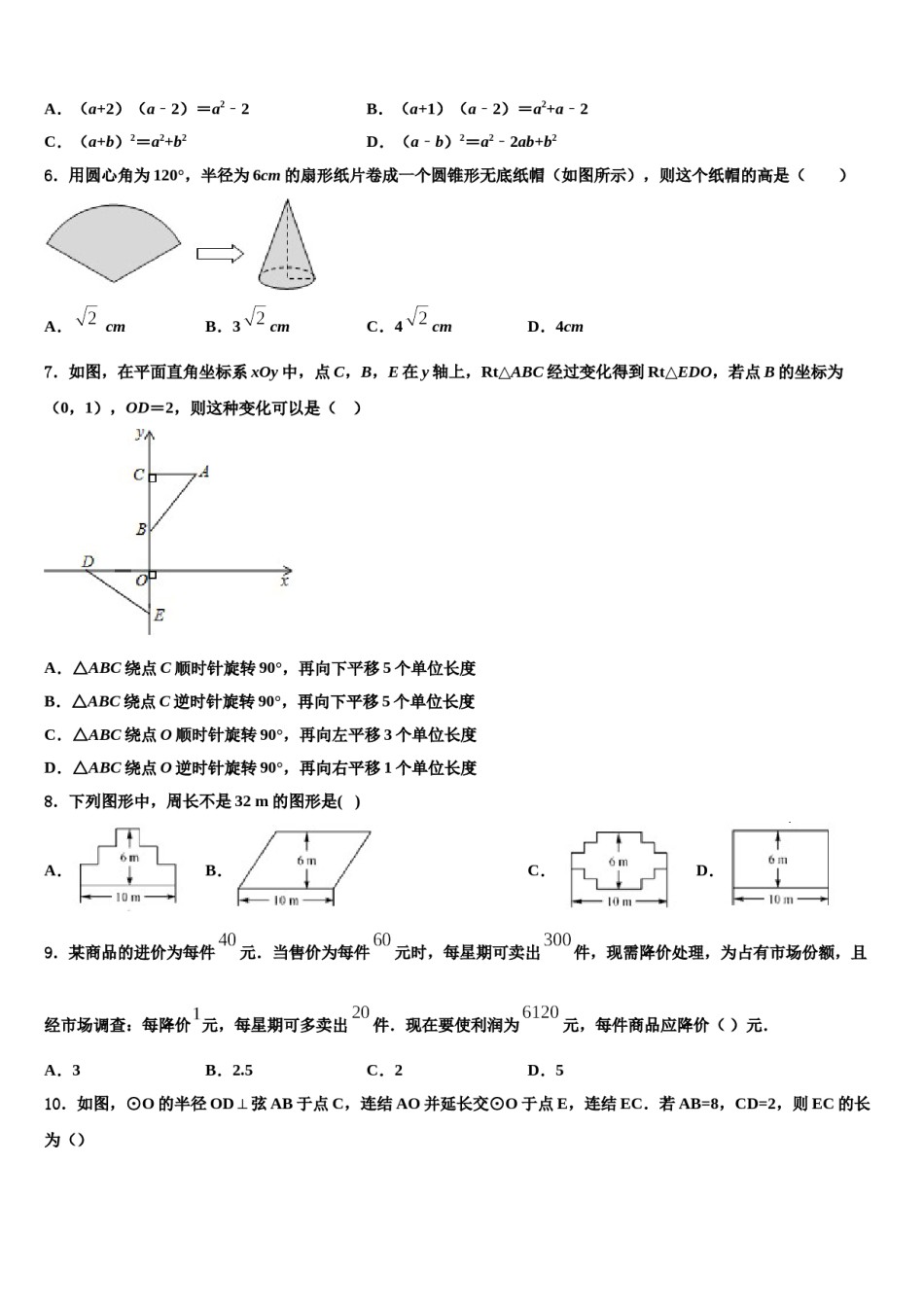 黑龙江省大庆市第六十九中学2024年中考数学最后一模试卷含解析.doc_第2页