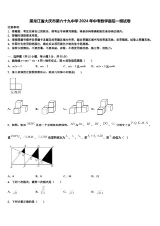 黑龙江省大庆市第六十九中学2024年中考数学最后一模试卷含解析.doc
