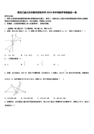 黑龙江省大庆市肇州实验中学2024年中考数学考前最后一卷含解析.doc
