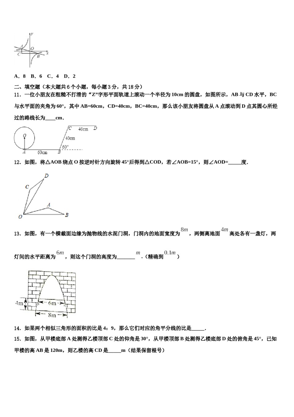 黑龙江省大庆杜尔伯特县联考2023-2024学年中考数学押题卷含解析.doc_第3页
