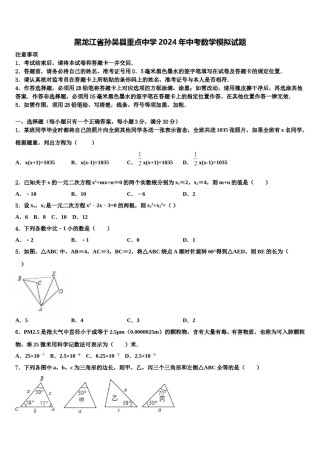 黑龙江省孙吴县重点中学2024年中考数学模拟试题含解析.doc
