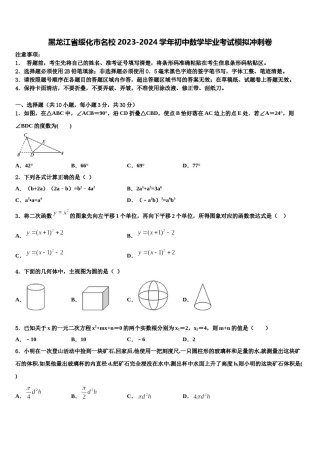 黑龙江省绥化市名校2023-2024学年初中数学毕业考试模拟冲刺卷含解析.doc